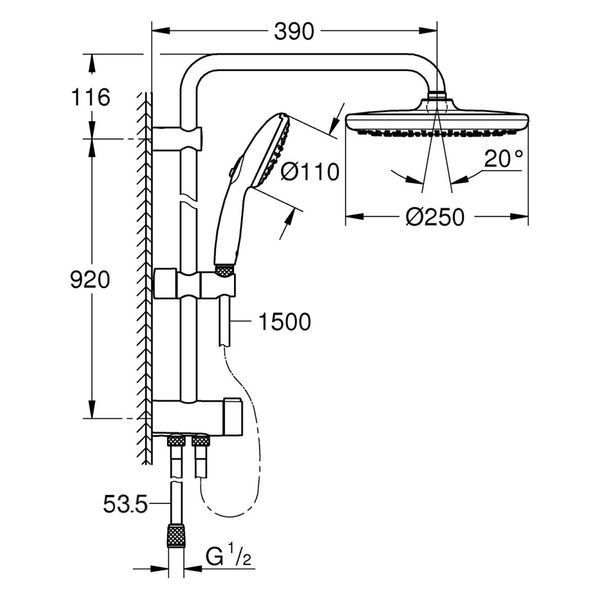 Душова система Grohe QuickFix Vitalio Start 250 26989001 CV034564 фото
