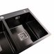 Кухонна мийка Platinum Handmade PVD HDB чорна 780х480х230 на дві чаші (квадратний сифон,3.0/1.0) 36734 фото 1