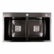 Кухонна мийка Platinum Handmade PVD HDB чорна 780х480х230 на дві чаші (квадратний сифон,3.0/1.0) 36734 фото 5