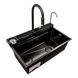 Кухонна мийка 75*45D PVD чорна Platinum Handmade "ВОДОСПАД" декор 40403 фото 4