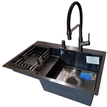 Комплект кухонної мийки Kraft&nbsp;HM&nbsp;- 7848ALB&nbsp;PVD&nbsp;(3.0/1.0 мм) S4810 фото