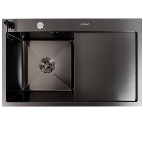 Комплект кухонної мийки CM 78*50 L чорна PVD VALESO Handmade (3,0/0,8) S4760 фото