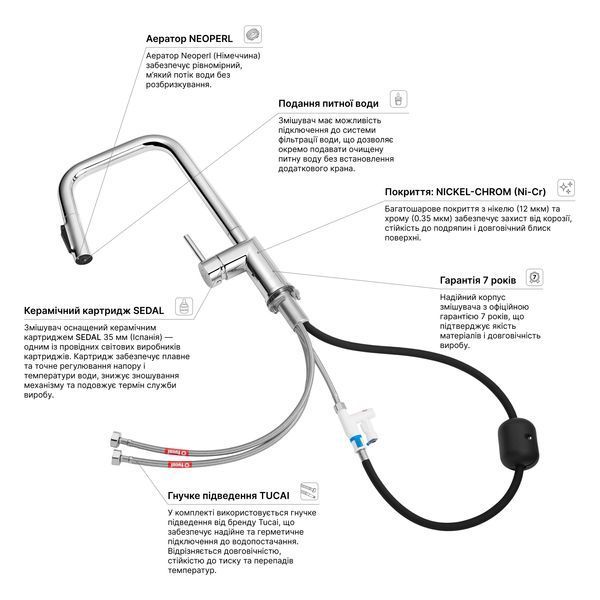 Смеситель для кухни Kroner Element 296569B-0101 CV035986 фото