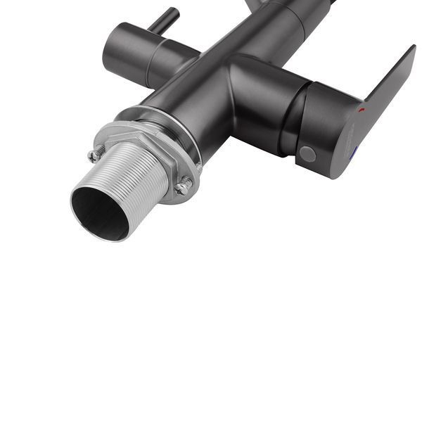 Комплект кухонная мойка Kroner Schwarze-6350HM PVD + смеситель Edelstahl Klassisch-PVD03817BLK + дозатор Spender-026 CVS30117 фото
