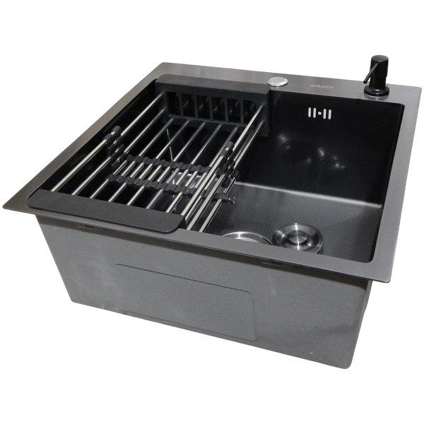 Кухонна мийка Kraft HM 50х50 NANO BLACK PVD (3.0/1.0 мм) Decor SМ482 фото