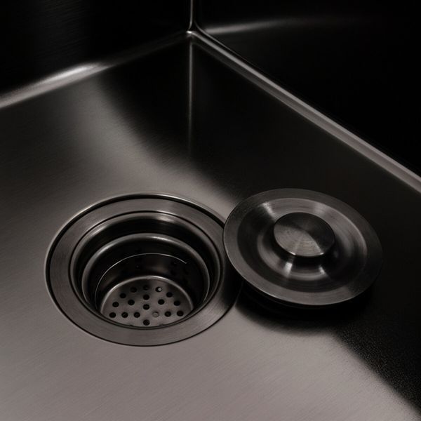 Комплект кухонної мийки CM 78*50 L чорна PVD VALESO Handmade (3,0/0,8) S4760 фото